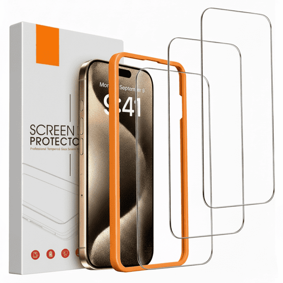 Clear Screen Protector for Apple iPhone 13 / iPhone 13 Pro / iPhone 14 / iPhone 16e / iPhone 17e, 3-Pack Shatterproof Tempered Glass Film 6.1"