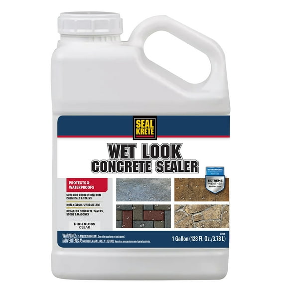 Clear, Seal-Krete Wet Look Turbo High Gloss Concrete Sealer-372707, Gallon