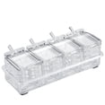 thumbnail image 1 of Clear Seasoning Container Set – 4 Compartment Spice Organizer with Lid for Kitchen Counter – White Base, Portable Storage for Salt, Pepper, Herbs, 1 of 5