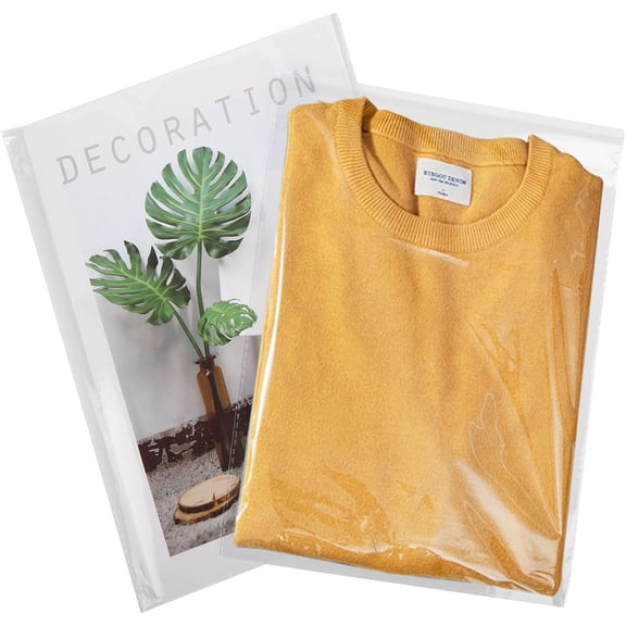Clear SelfSealing Cellophane Bags 10x13 Inches, 100Pack Plastic Poly Shipping with Reinforced Edge for Small Business Packaging Clothing, Shirts, Decorative Wrappers & Artwork