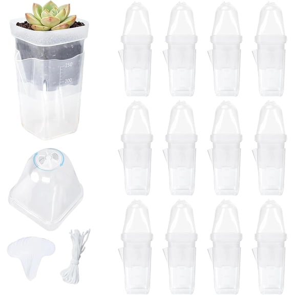 Clear Self Watering Pots, Clear Nursery Planter - 2 Inch Nursery Pots with Humidity Dome, Adjustable Vent and 150ml Reservoir - for Propagation Cuttings Vegetable Balcony