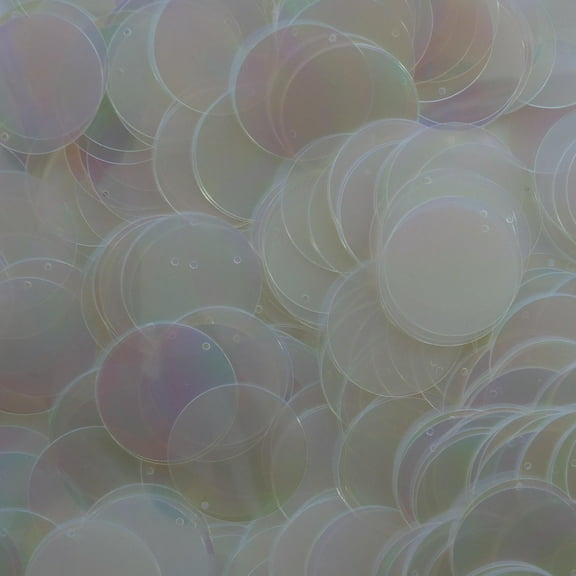 Clear Sequins 24mm Top Hole Crystal Rainbow Iris Iridescent Made in USA