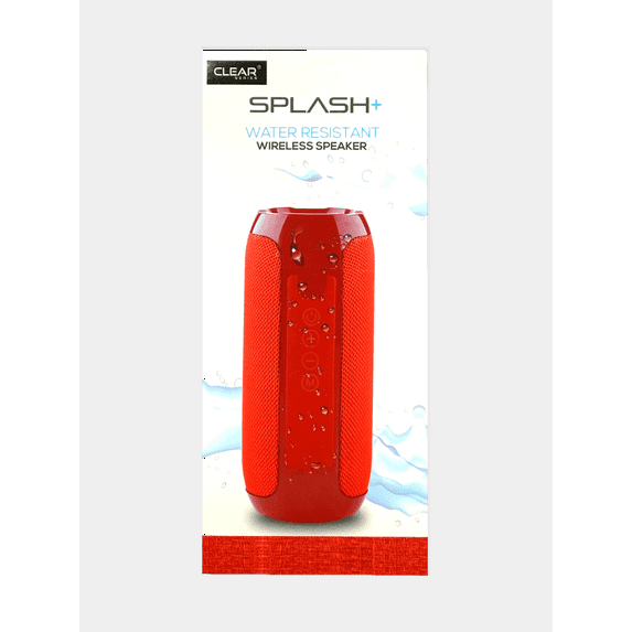 Clear Series Splash+ Water Resistant Wireless Bluetooth Speaker with AUX Input, Red