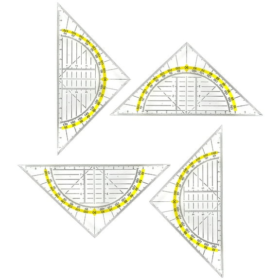 Clear Set Square with 180 Degrees Protractors Measuring Protractors for Drafting