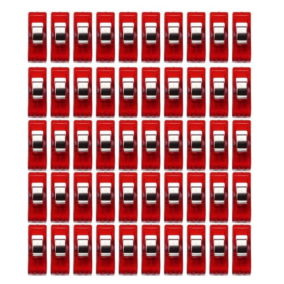 Clear Sewing Quilt Binding Plastic Clips Clamps, 50 Pack Reusable Fabric Marking Clips with Measurement Lines for Quilting Sewing Crafts Hemming Patchwork
