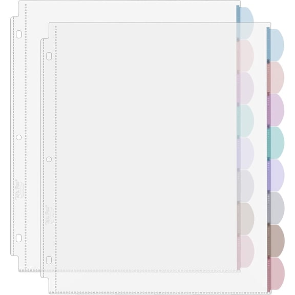 - Clear Sheet Protectors with Tabs, 8 Tabs, 2 Sets, Clear Plastic Dividers for 3 Ring Binder, Insertable Index Page Divider Multicolor Tabs