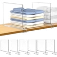 thumbnail image 1 of Clear Shelf Dividers, Dingrich 6 Pack Plastic Closet Shelf Organizer Wood Closet Separator for Kitchen Cabinets Organization Bedroom Office Shelves, 1 of 8