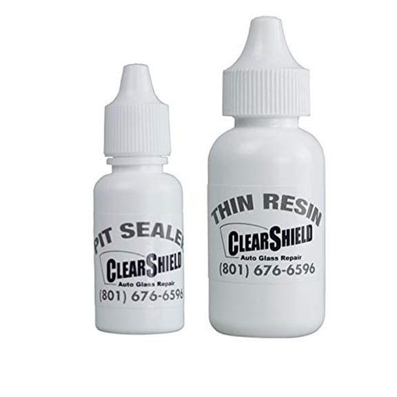 Clear Shield Windshield Repair Resin - Auto Glass Repair Resin - Resin for Glass Scratch Repair - 2-in-1 Thin Resin and Pit Sealer