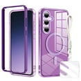 thumbnail image 1 of Clear Shockproof Samsung Galaxy S24 Case with Hand Strap, Anti-Yellow Hard PC Back & Soft TPU Bumper Protective Cover, Compatible with Mag-Safe Phone Case for Samsung Galaxy S24 Cover,Darkpurple, 1 of 10