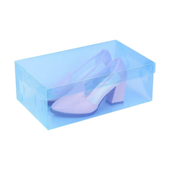 Clear Shoe Boxes,Shoe Organizer,Transparent Clear Plastic Shoe Storage Organiser Boxes,Stackable Storage Bins with Latching Lids Storage to Organize Crayon,Boot Containers with Lid(Blue)