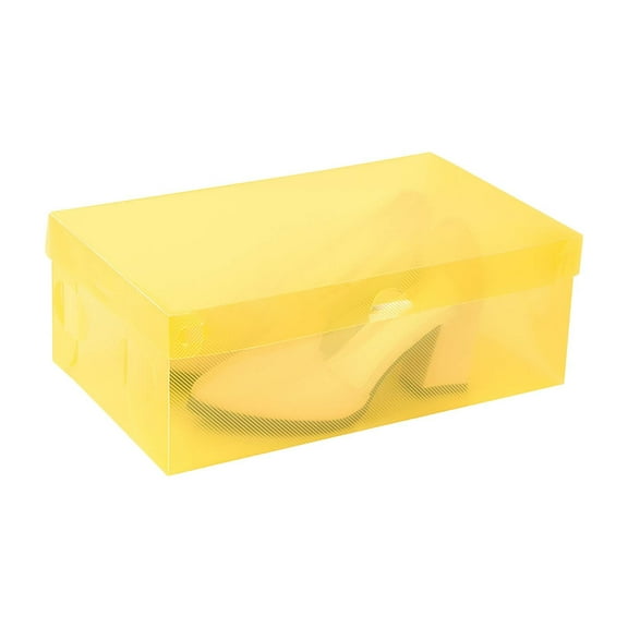 Clear Shoe Boxes,Shoe Organizer,Transparent Clear Plastic Shoe Storage Organiser Boxes,Stackable Storage Bins with Latching Lids Storage to Organize Crayon,Boot Containers with Lid(Yellow)