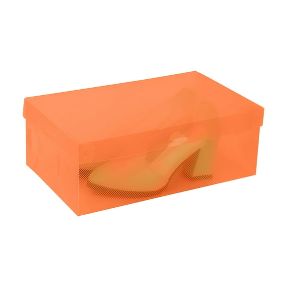 Clear Shoe Boxes,Shoe Organizer,Transparent Clear Plastic Shoe Storage Organiser Boxes,Stackable Storage Bins with Latching Lids Storage to Organize Crayon,Boot Containers with Lid(Orange)