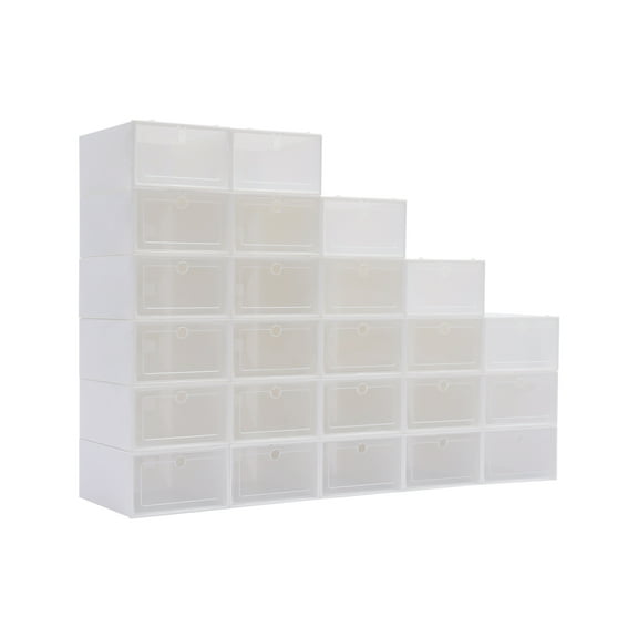 Clear Shoe Boxes for Organized Storage, Stackable & Dustproof Design (24 Pack)