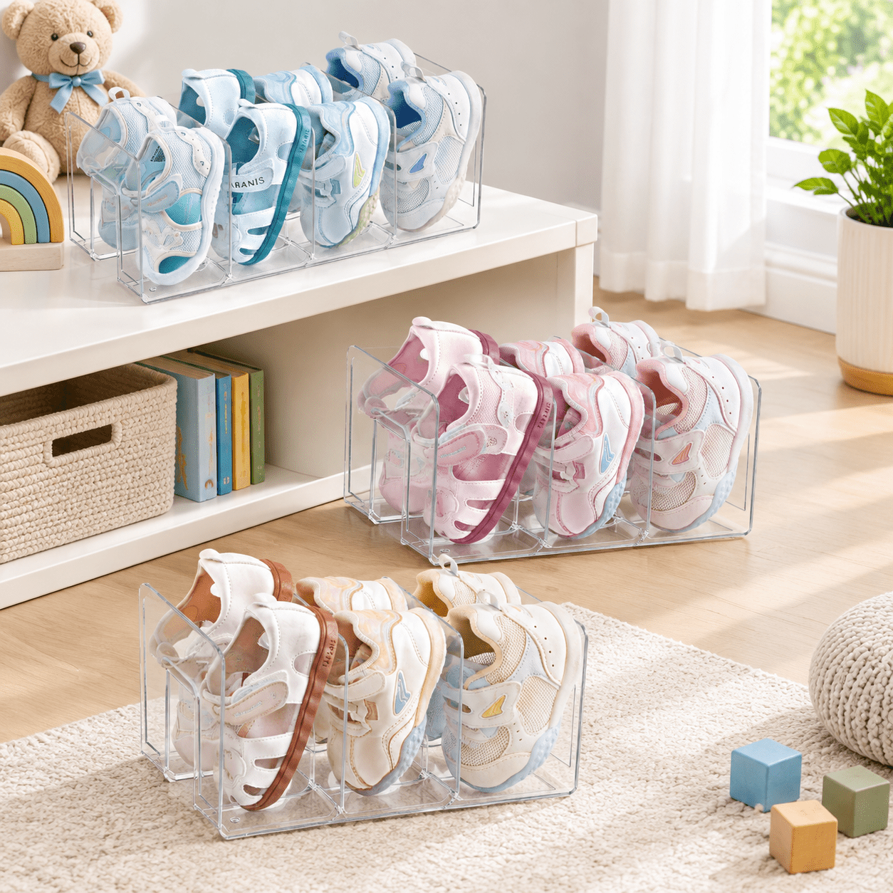 Folder Rack Tall Clear Shoe Rack For Closet Organizers And Stor Small 4 Sections ...