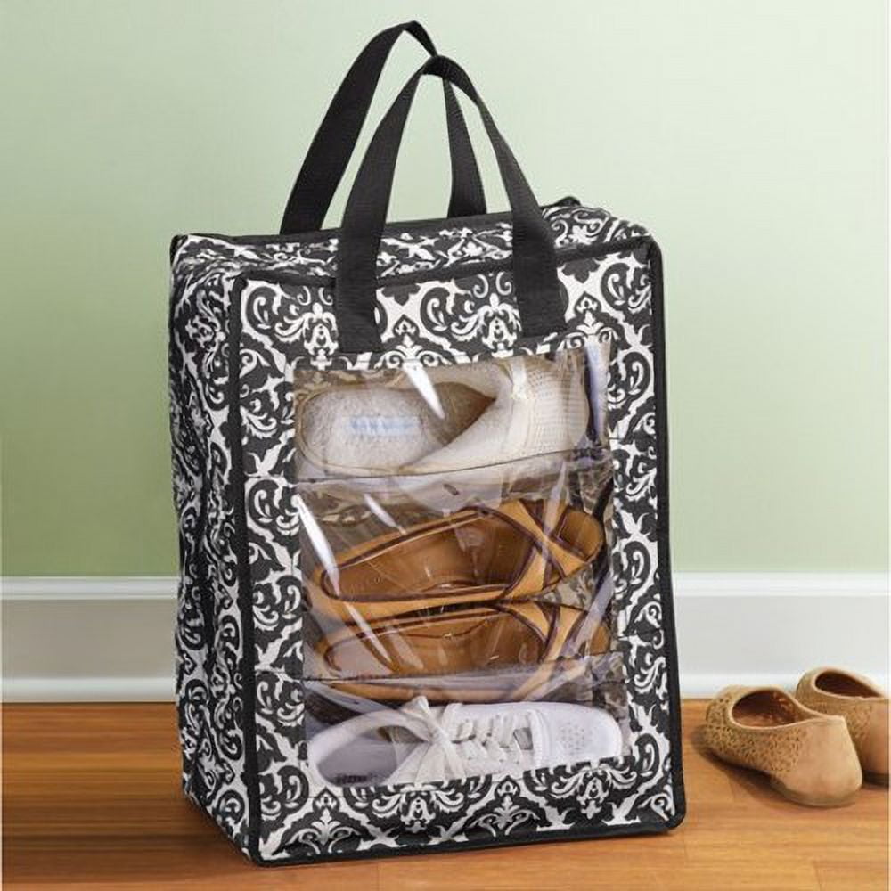 Clear Shoe Storage Bag with Compartments - Holds 6 Pairs