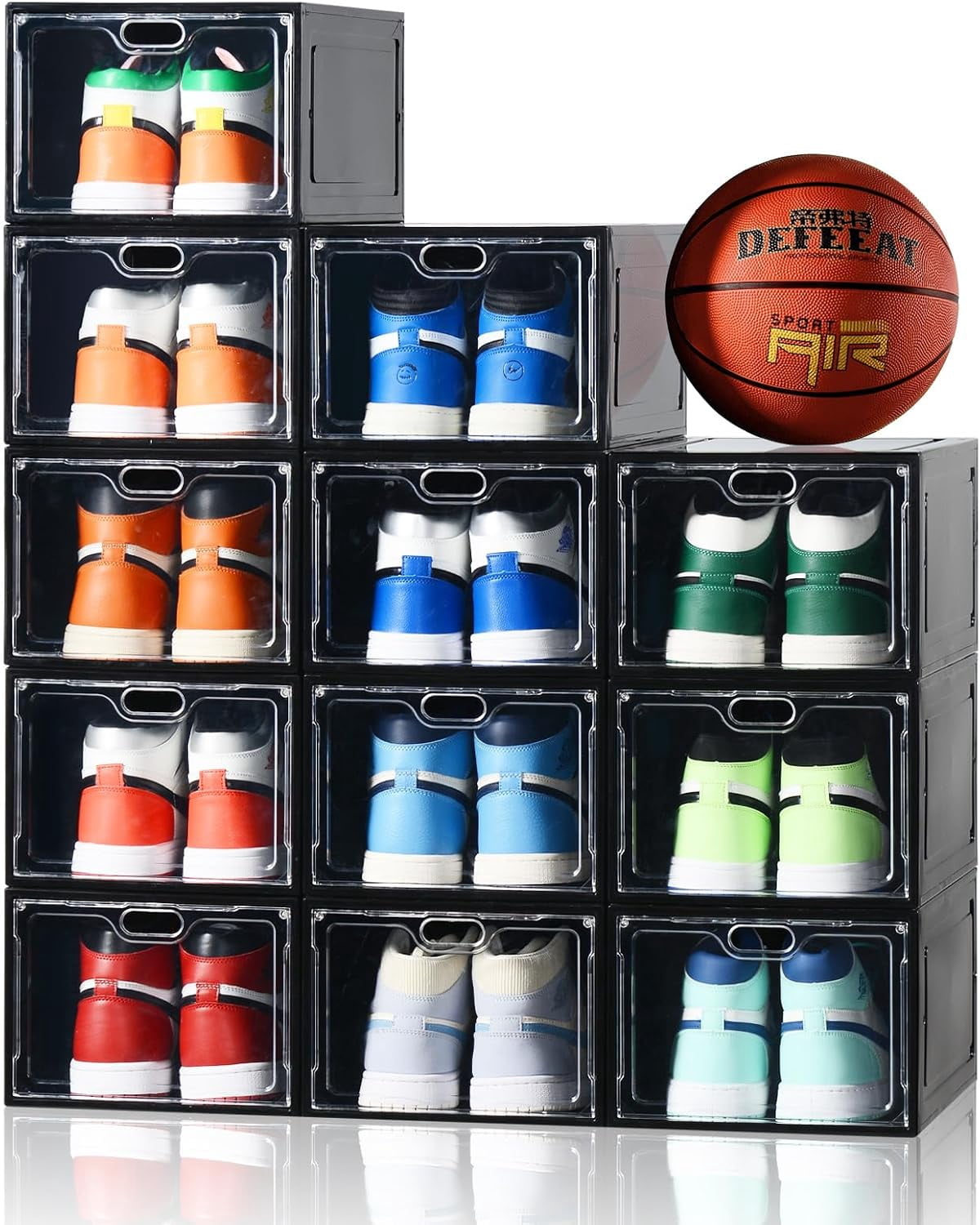 Clear Shoe Storage Box 12 Pack, Organizer with Magnetic Door, Stackable ...