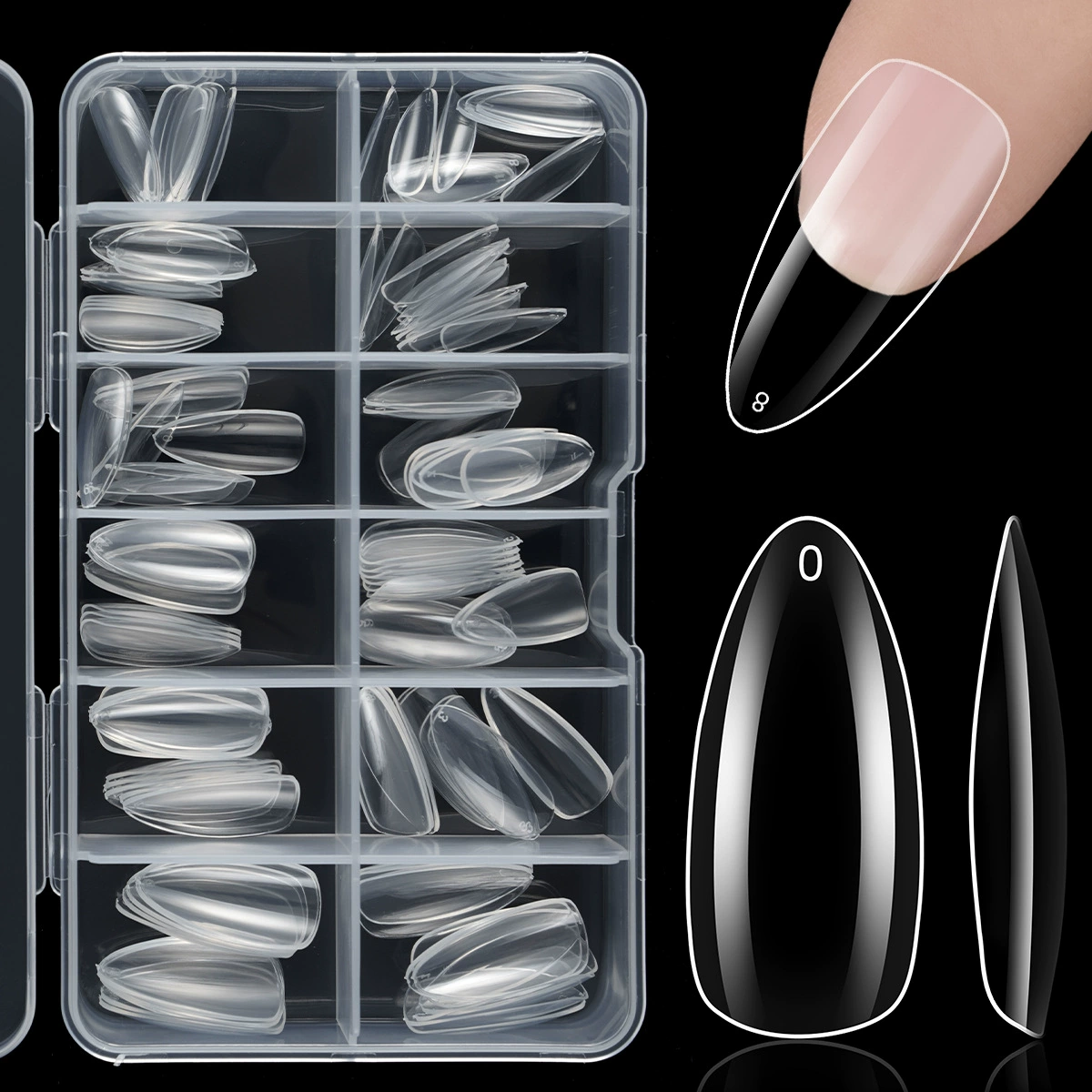 Clear Short Drop Shape Acrylic Nail Tips 12 Size for Acrylic Nature ...