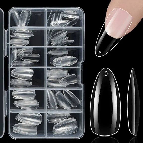 Clear Short Drop Shape Acrylic Nail Tips 12 Size for Acrylic Nature Nail Tools Natural Nails Tips Square Long Gel Tips Professional Gel Nail Extension Manicure Salon At Home