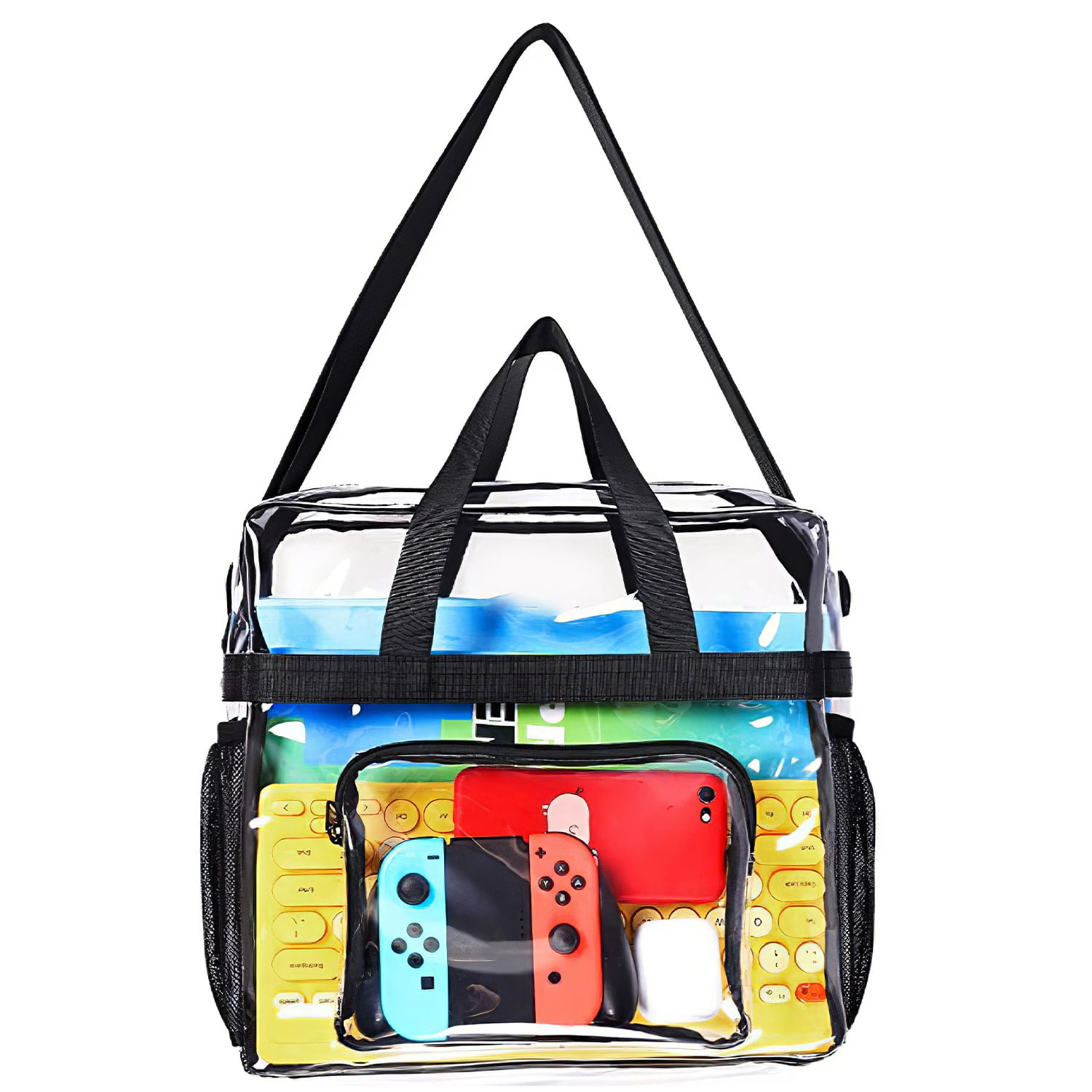 Clear Shoulder Bag Stadium Approved 12×8×11 Clear PVC Tote Lunch Bag with Adjustable Shoulder Strap for Work Travel Sporting Events