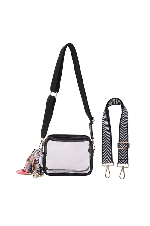 Clear Shoulder Bag Stylish PVC Handbag for Everyday Use Transparent Purse with Removable Patterned Strap