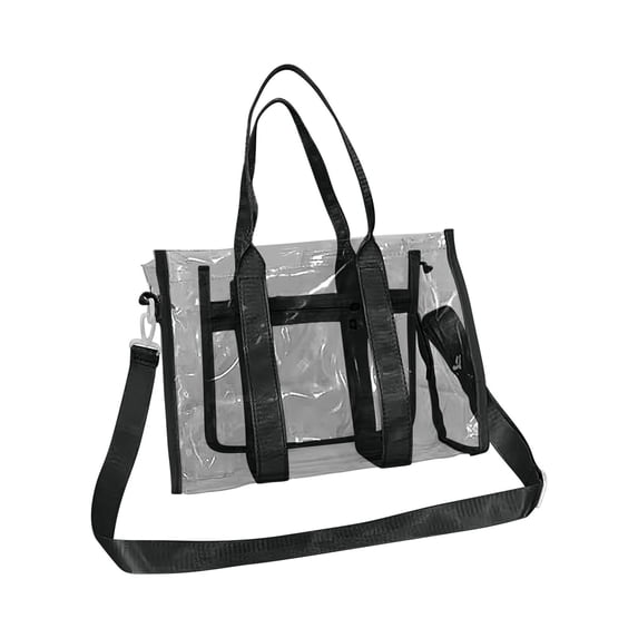 Clear Shoulder Bag for Women, Transparent Crossbody Purse Stadium Approved, PVC See Through Handbag with Adjustable Strap, for Shopping Travel Beach & Events