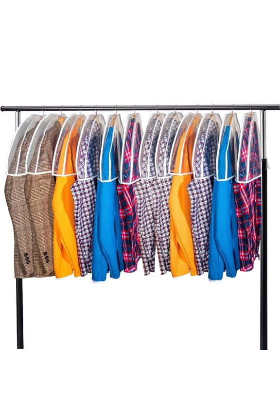 Clear Shoulder Covers Vinyl Plastic Hanger Covers for Clothes, Closet Clothes Protectors Garment Cover Clear Jacket Cover with 2" Gusset, Suit Shoulder Covers for Closets - 24'' X12" X2''/12 Pack