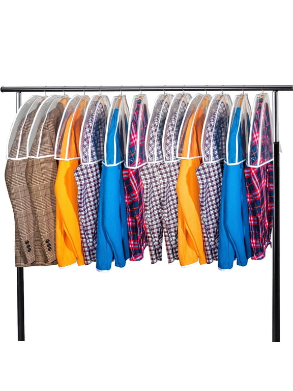 Clear Shoulder Covers Vinyl Plastic Hanger Covers for Clothes, Closet Clothes Protectors Garment Cover Clear Jacket Cover with 2" Gusset, Suit Shoulder Covers for Closets - 24'' X12" X2''/12 Pack