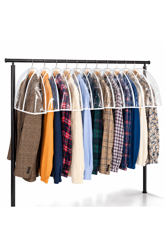 Clear Shoulder Covers Vinyl Plastic Hanger Covers for Clothes,Closet Clothes Protectors Garment Cover Clear Jacket Cover with 2" Gusset,Suit Shoulder Covers for Closets - 24'' X12" X2''/12 Pack