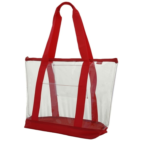 Clear Shoulder tote with Inside Pocket and Zipper Closure