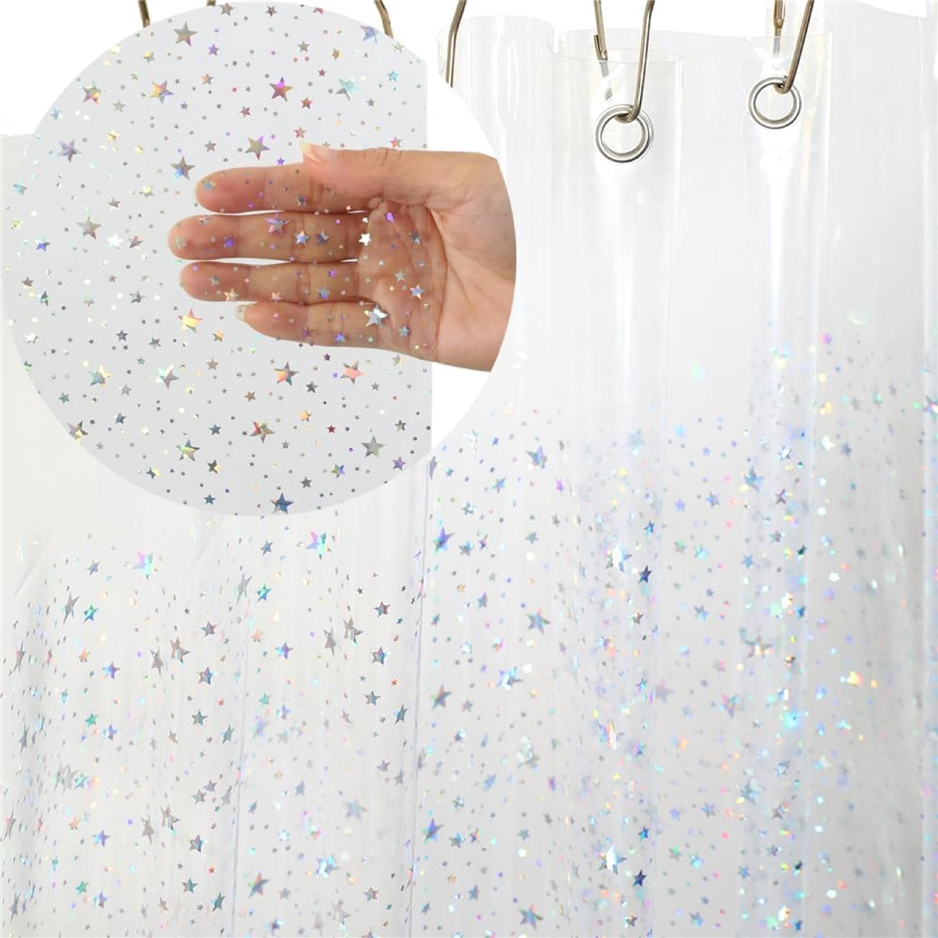 Clear Shower Curtain Liner，72Wx72H Inch Holographic Plastic Shower ...