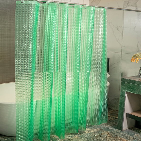 Clear Shower Curtain Liner | 72x72 Inch Waterproof EVA Plastic | Weighted Magnets, Frosted & PVC-Free | Blue, Green, White Checkered Design
