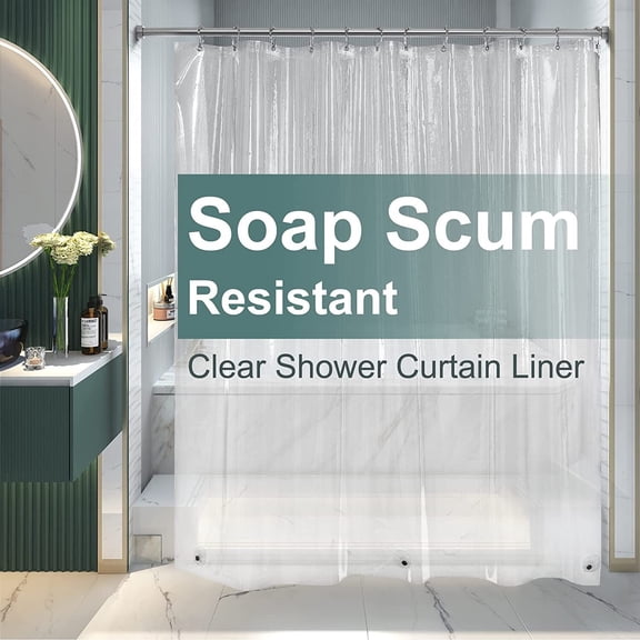 Clear Shower Curtain Liner, 72x72 Plastic Shower Liner