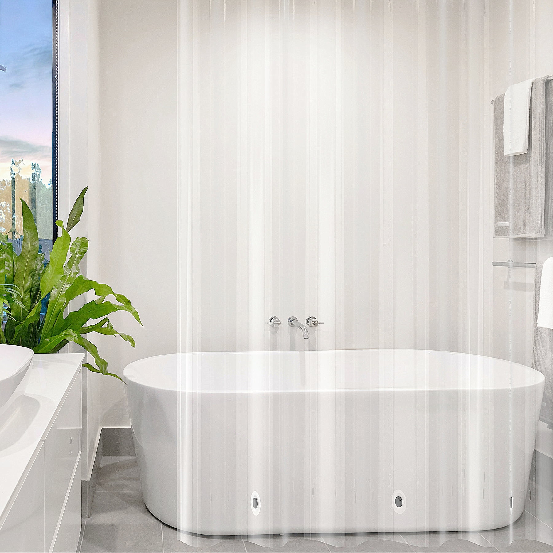 Clear Shower Curtain Liner & Hooks, MAZBFF 72 "x72" PEVA Mouldproof