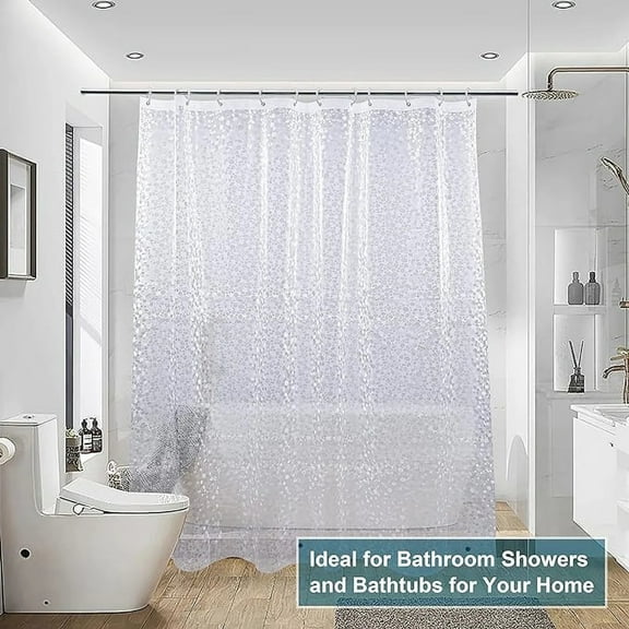 Clear Shower Curtain Liner, Shower Curtain Liner Heavy Duty, RV Clear Shower Curtain Liner, Waterproof Plastic Shower Liner, Lightweight PEVA Shower Curtain for Bathroom 72"x72"