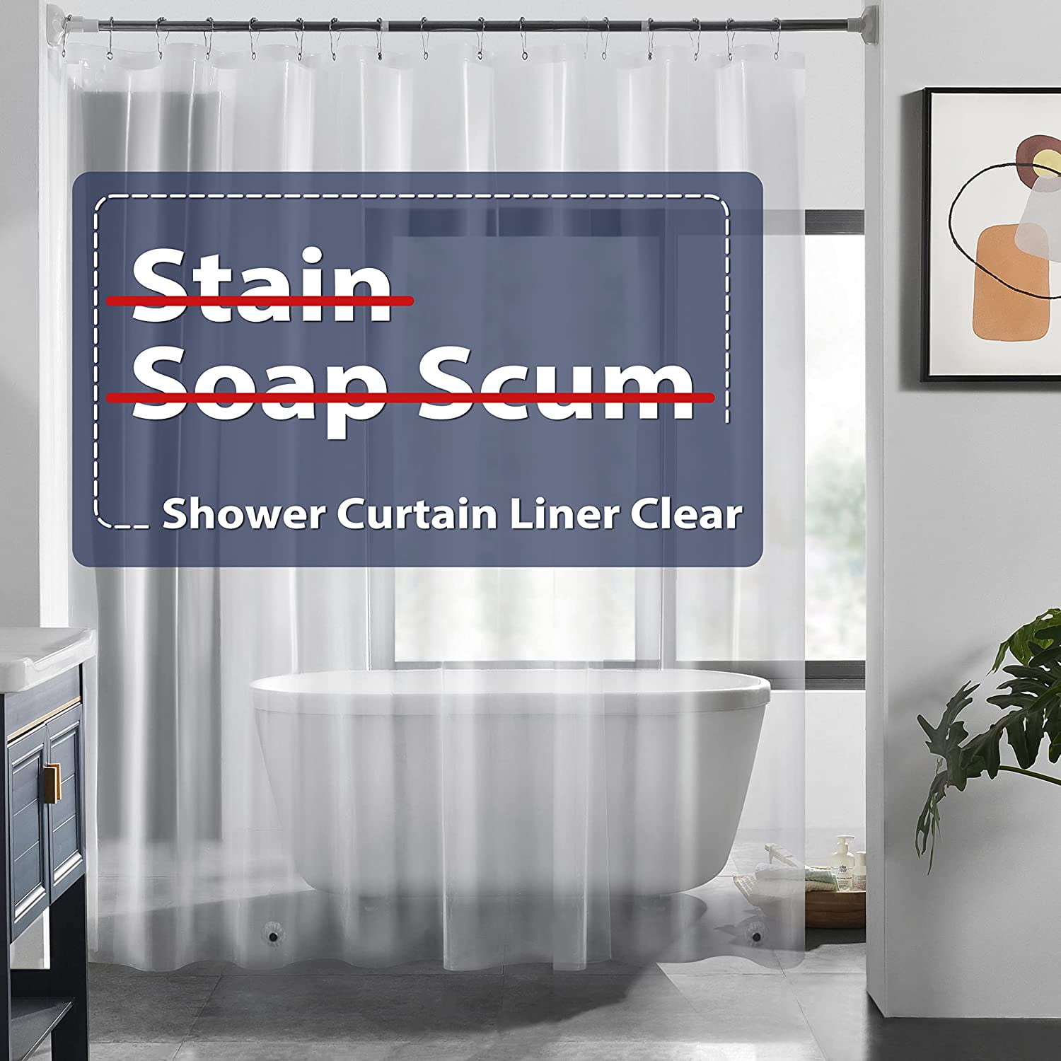 Clear Shower Curtain Liner with Plastic Shower Liner