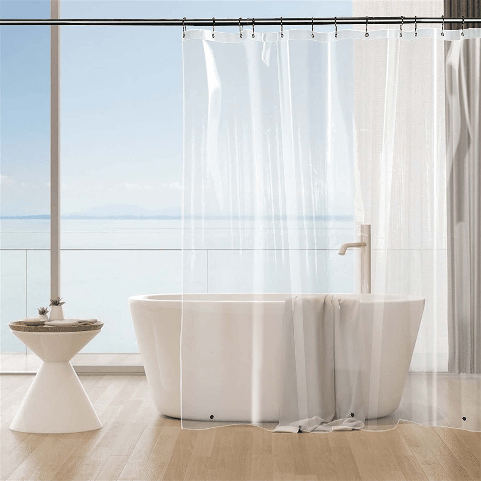 Clear Shower Curtain Waterproof White Plastic Bath Curtains Liner Transparent Bathroom Mildew PEVA Home Luxury with Heavy Magnet Inserts 72" W X 72"