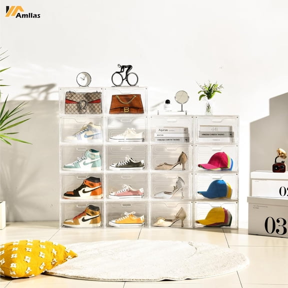 Clear Side Open Shoe Boxes, 8 Pack