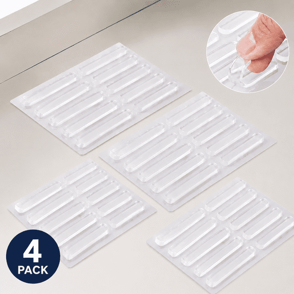 Clear Silicone Door Bumper Strips 40 Pack, Self-Adhesive Cabinet Drawer Buffer Pads, Quiet Anti-Collision Guards for Fridge Furniture, 2.48 Inch