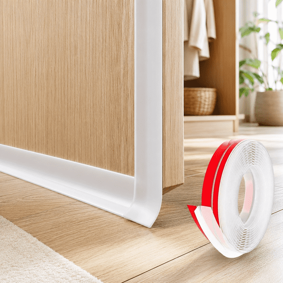 Clear Silicone Door Draft Stopper, Self-Adhesive Under Door Sweep, Weather Stripping for Doors Windows, Soundproof Windproof Blocker(1.38" W x 19.7Ft)