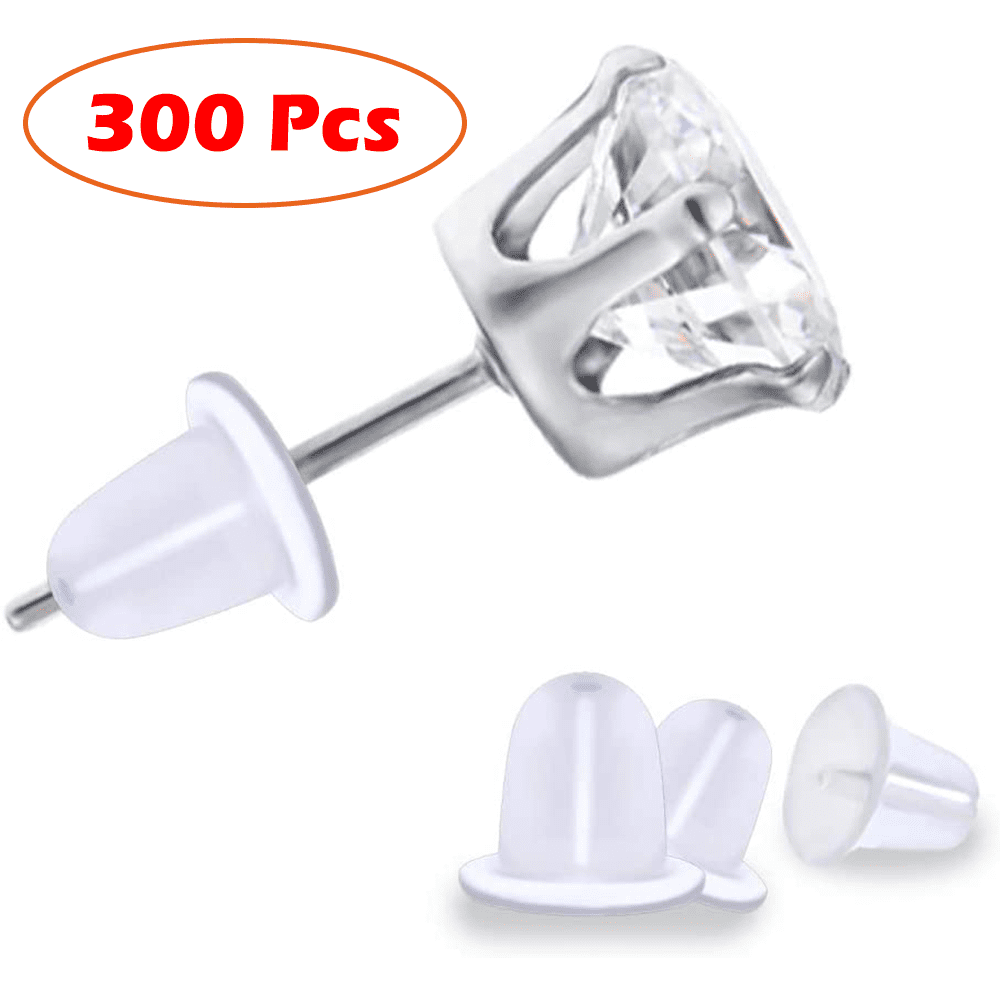 150/1000x silicone clasps transparent white / for stud earrings, earrings  etc. / stoppers/ earring clasps stoppers