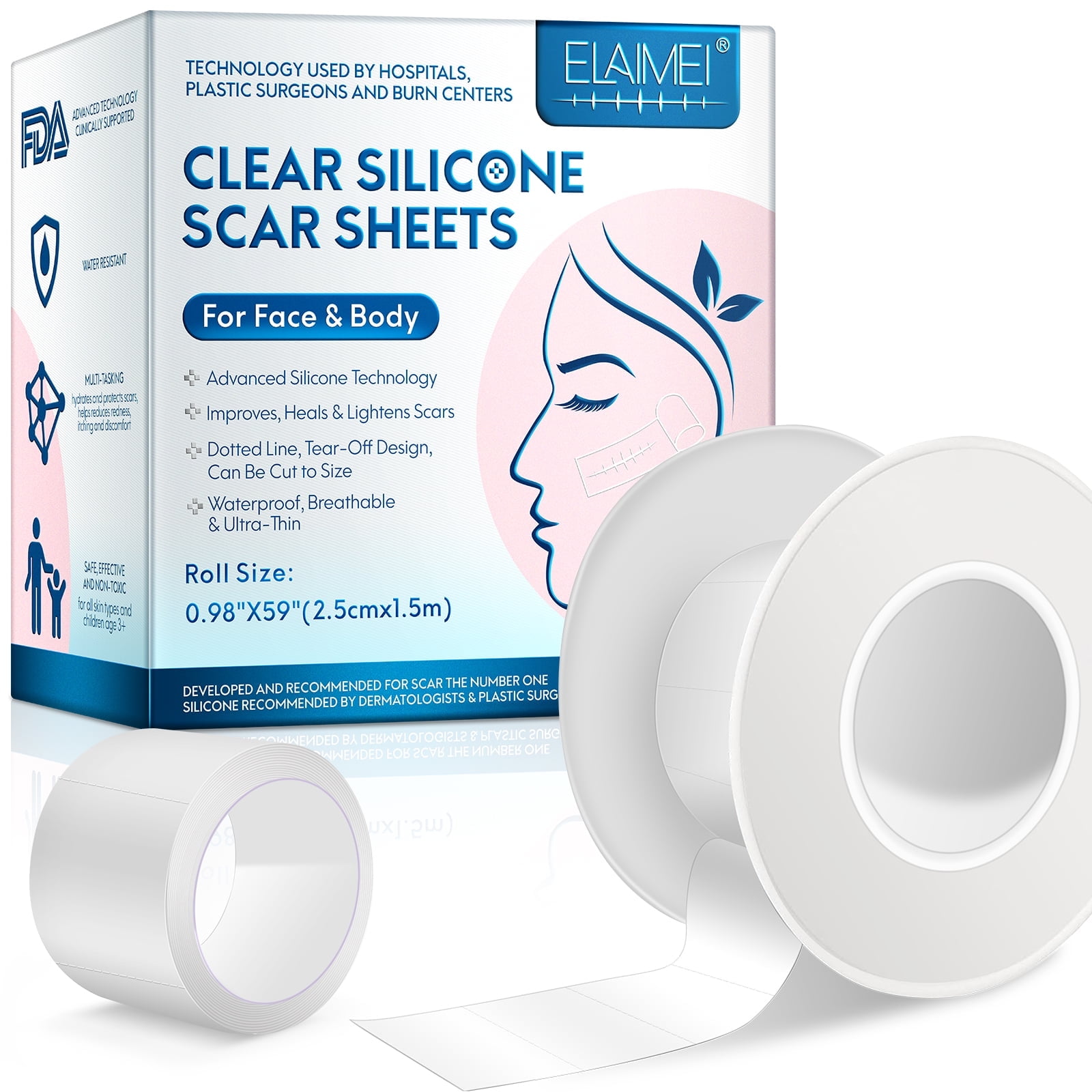 Clear Silicone Scar Sheets Medical Grade Scar Tape For Face
