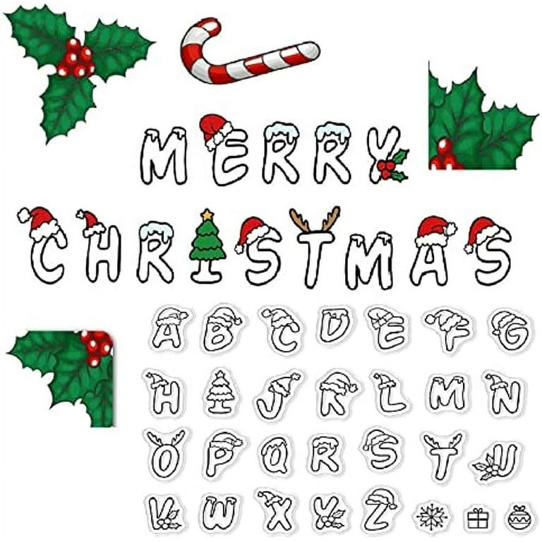 Clear Silicone Stamps Christmas Alphabet Clear Stamps for Card Making 26  Letter Transparent Silicone Stamps Clear Rubber Scrapbooking Stamps for DIY  Thanksgiving Christmas Card Photo Album 