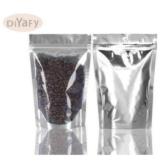Clear Silver Resealable Stand Up Foil Mylar Zip Lock Heat Seal Food Bags Pouch-9 x 14cm-50