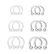 Clear&Silver Septum Rings 16g 18g Septum Nose Rings for Women Men Horseshoe Silver Septum Ring Kit for Sport Work Clear Piercing Jewelry 12pcs