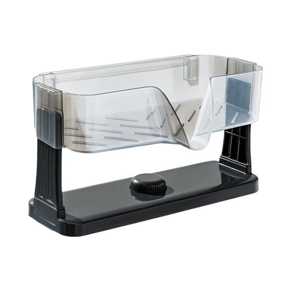 Clear Sink Organizer with Suction Cups, Drainable Sponge and Brush Holder, No-Drill Countertop Storage for Kitchen Sink, Keeps Sponges Dry and Counter Clutter-Free