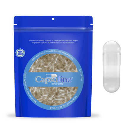Clear Size 00E Empty Vegetarian Capsules by Capsuline - 1000 Count - Gelatin Capsules