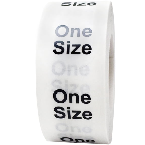 Clear Size Clothing One Size Circle Stickers, 0.75 Inch Round, 500 Labels on a Roll