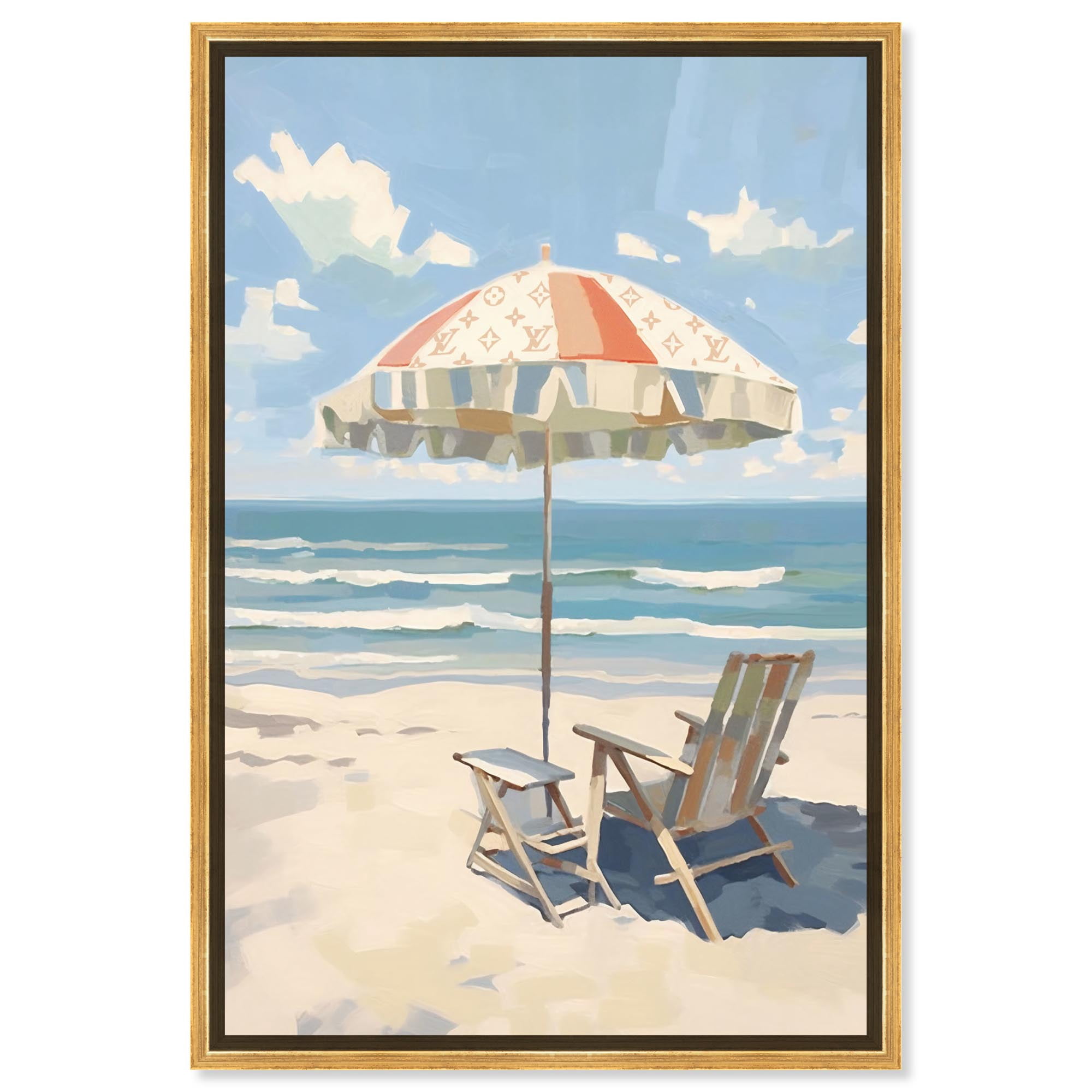 Clear Skies Beach Canvas Glam Coastal Wall Art by Art Remedy, Gold ...