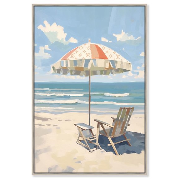 Clear Skies Beach Canvas Glam Coastal Wall Art by Art Remedy, Silver Frame, 30" x 45"