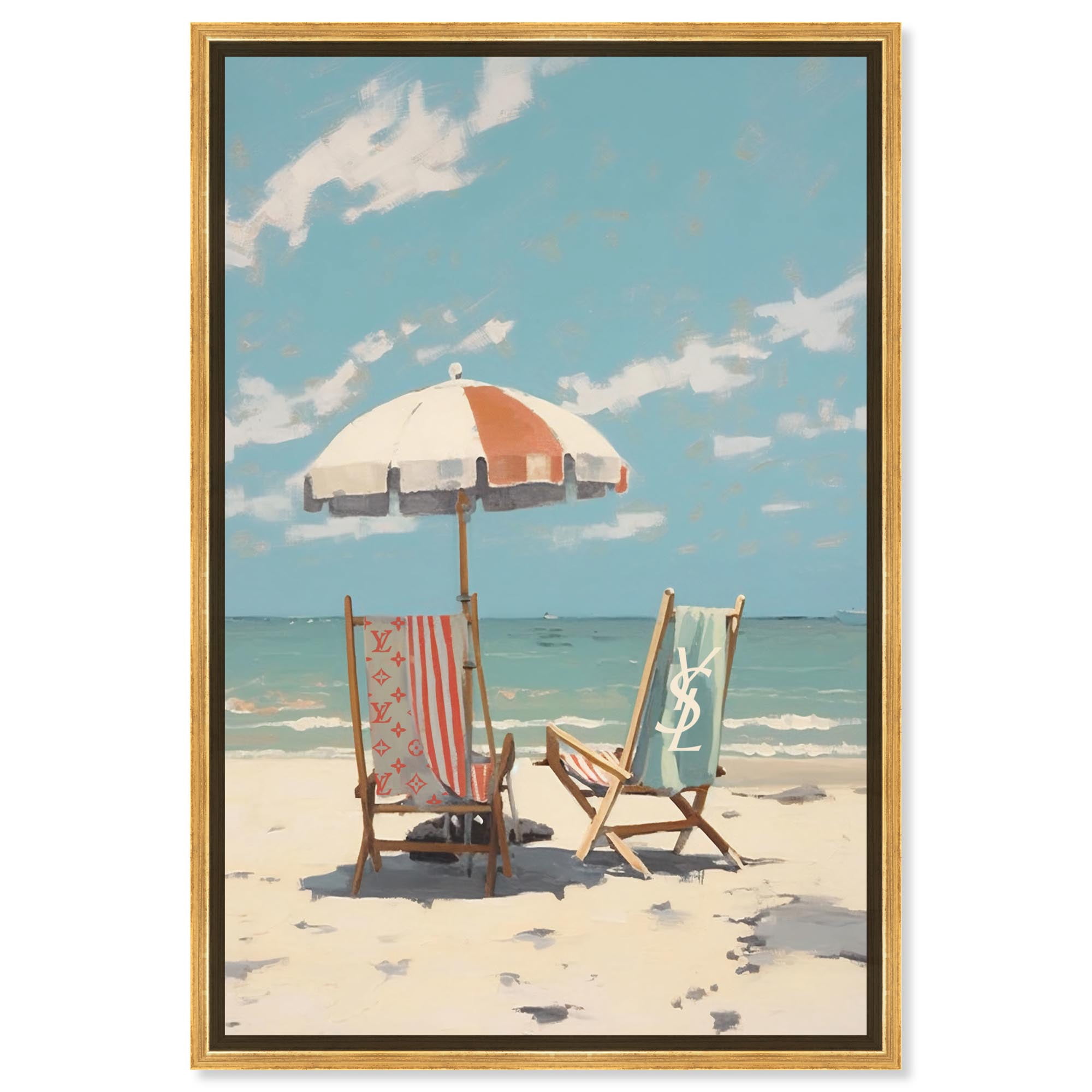 Clear Skies Beach II Canvas Glam Coastal Wall Art by Art Remedy, Gold ...